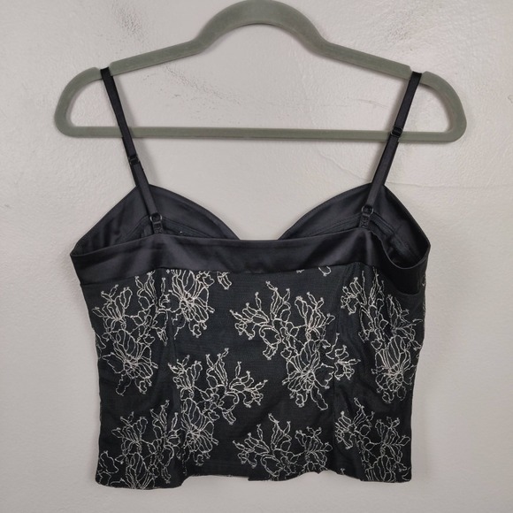 Vintage Y2K Bebe Corset Top Womens Large Black Floral Lace Goth Witchy Vtg Cami - Picture 4 of 7